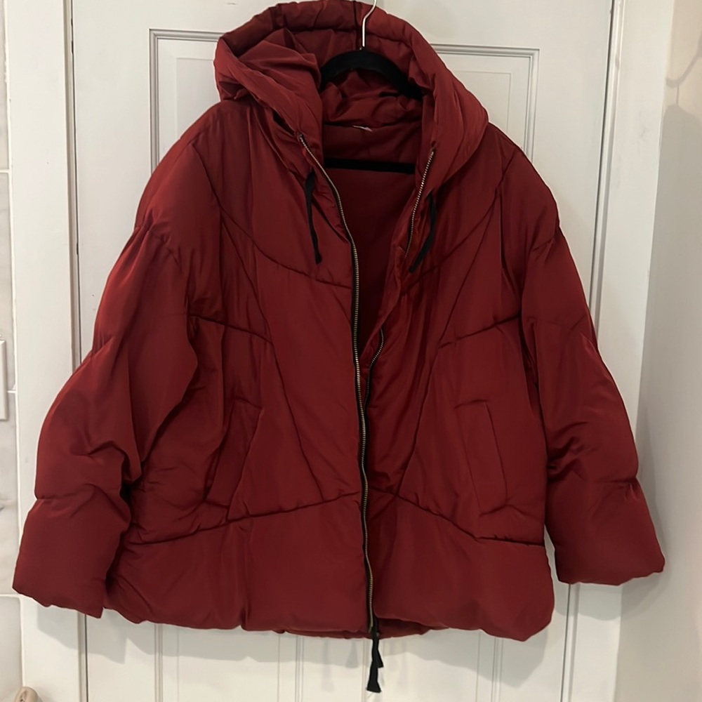 NWT Free People Hailey Puffer Coat Wine Red